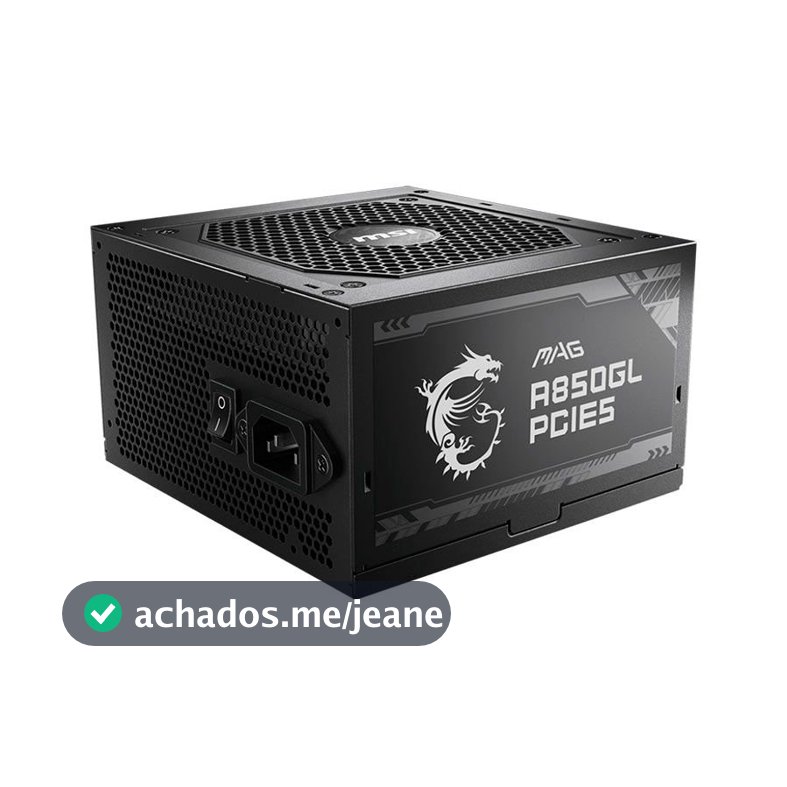 Fonte MSI MAG A850GLS 850W 80 Plus Gold Modular PCIe 5 ATX PFC Ativo Gamer PC
