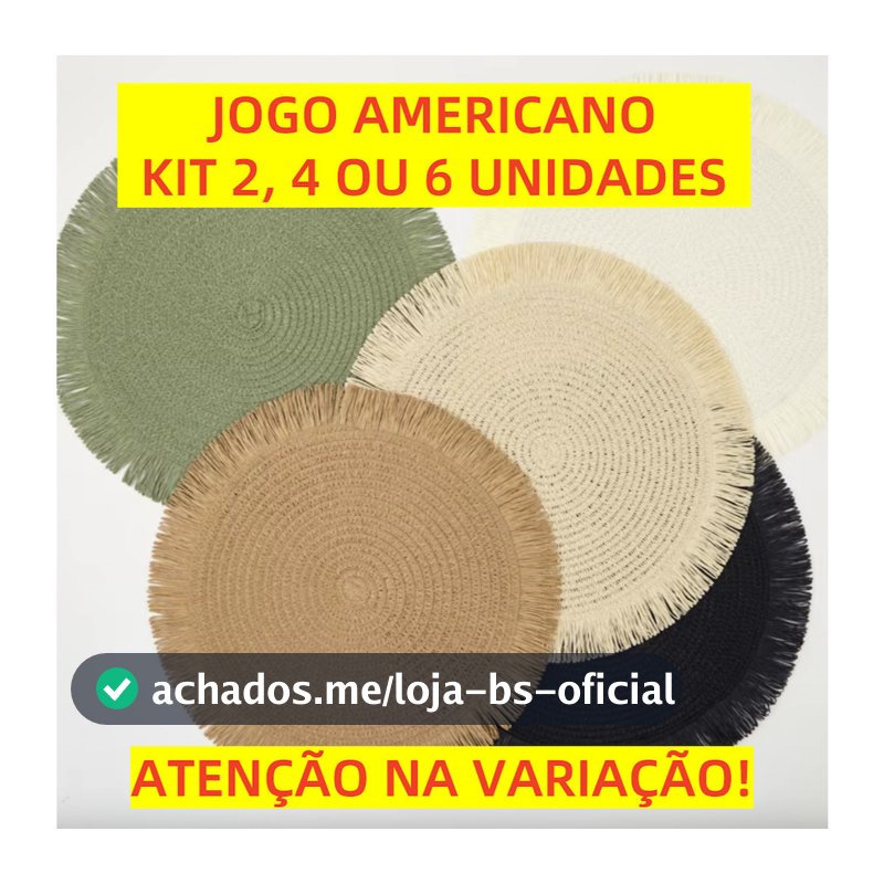 Jogo Americano Redondo Borda Desfiado 38cm Descanso Decorativo Kit 2, 4 Ou 6 Pcs Elegante
