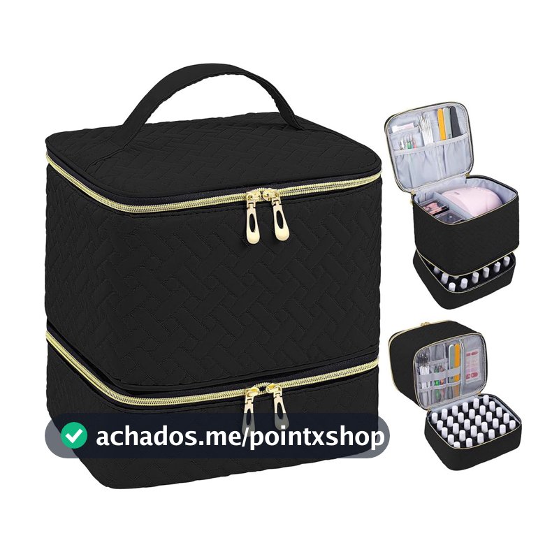 Organizador de Esmaltes, Armazenamento de Esmaltes para 30 Frascos e Lâmpada de Unhas, Estojo Organizador de Esmaltes de