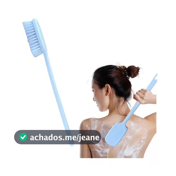Escova De Banho Para Lavar As Costas Cabo Longo Cerdas Macia Cor Branco
