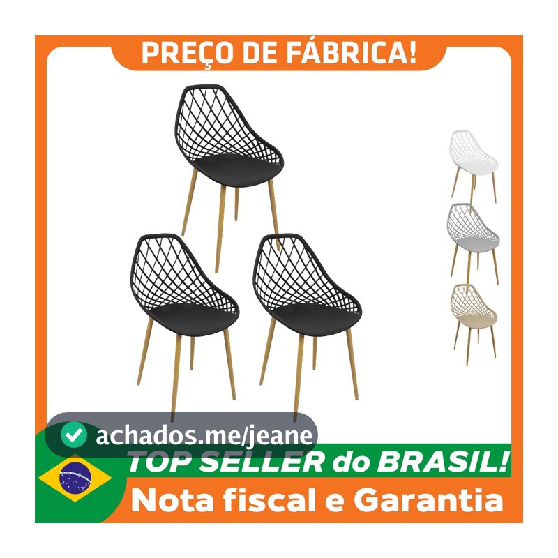 Kit 3 Cadeiras Cleo Cloe Clarice Web Jardim Assento Polipropileno