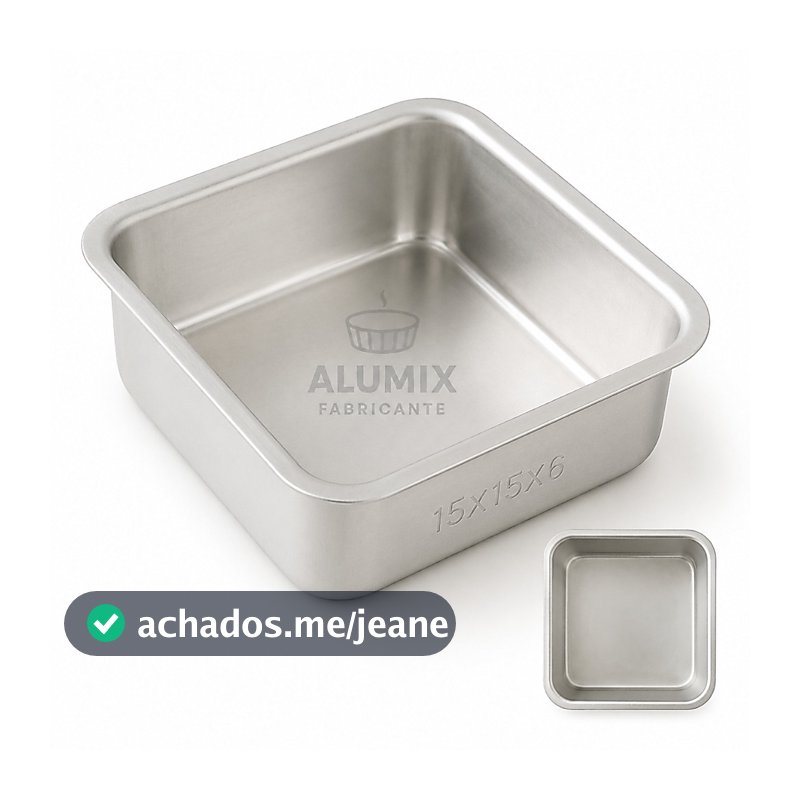 FORMA QUADRADA BOLO, BROWNIE, PUDIM 15X15X6 CABE NA AIR FRYER  - COM NOTA FISCAL