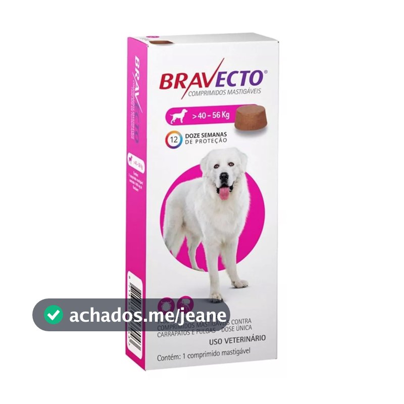 Antipulgas e Carrapatos Para Cães Bravecto 40kg a 56kg 1400mg MSD
