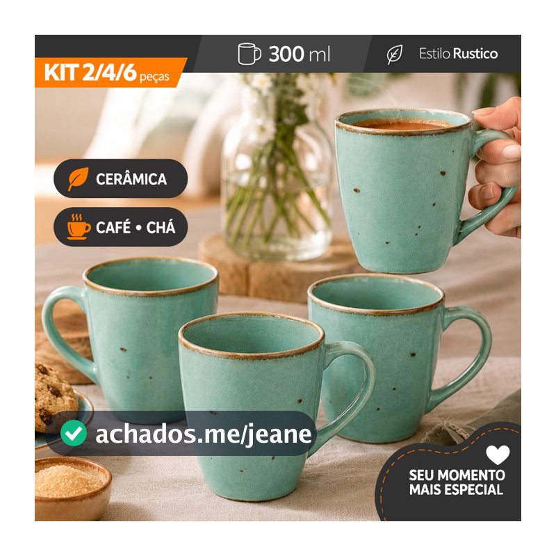 Kit 1/2/4/6  Canecas Coloridas em Cerâmica 300ml para Café Chá e Sucos