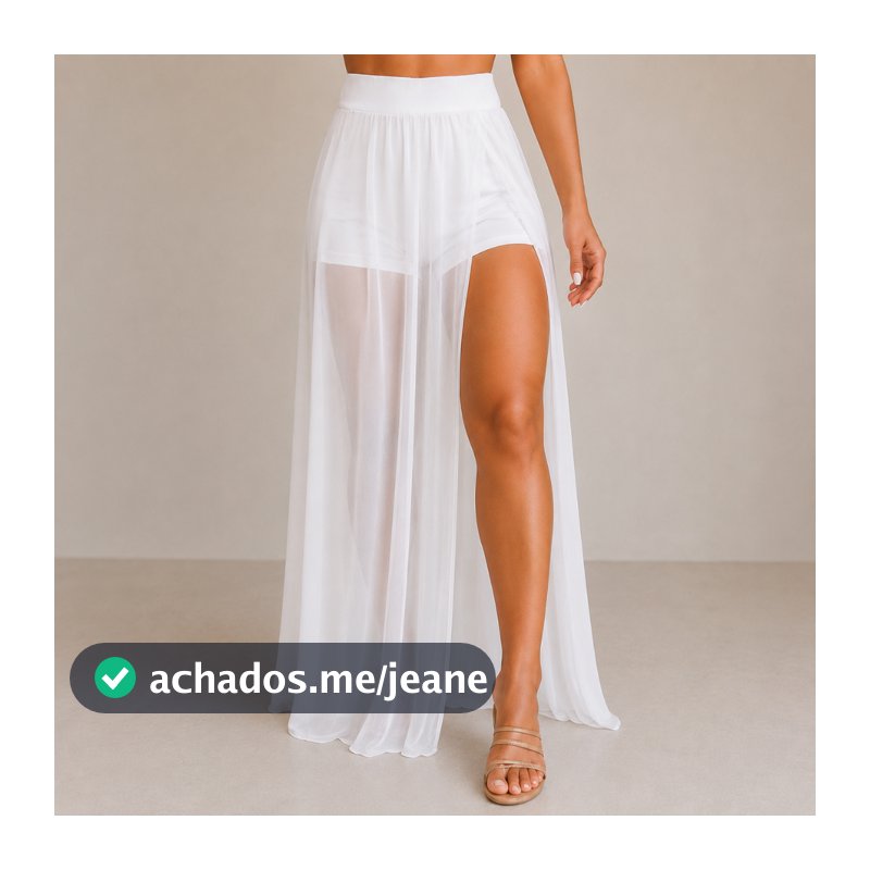 Short Saia Longa Tule Fenda Plus Size  Verão Feminina Moda Praia Ano Novo Reveillion