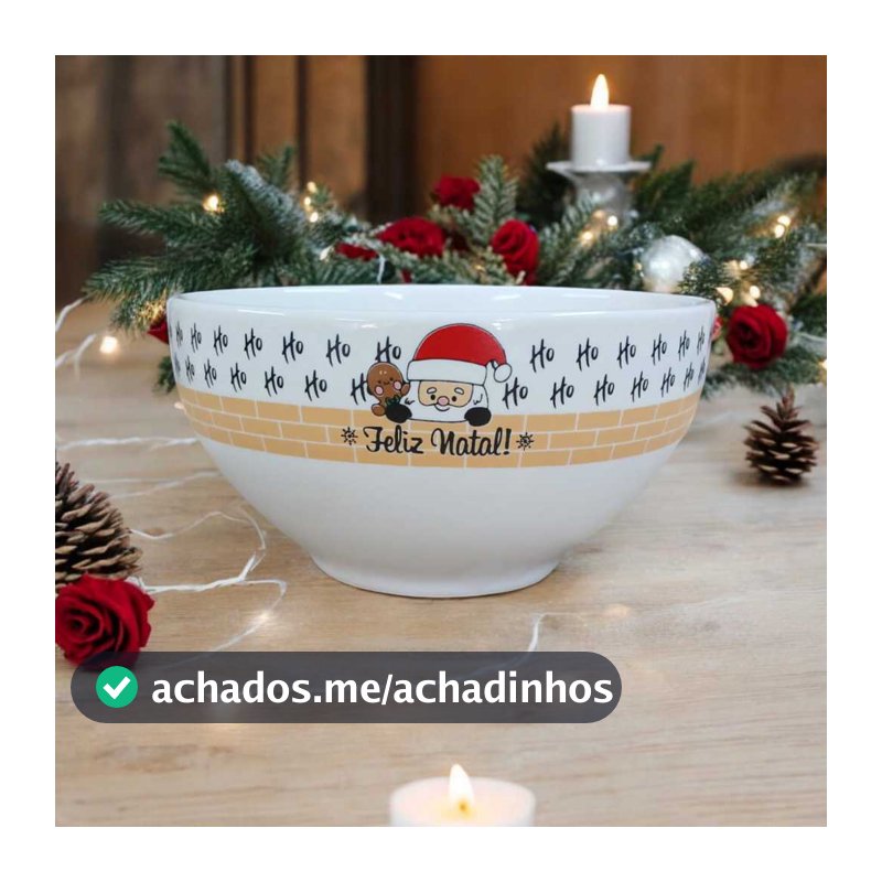 Tigela Cumbuca Bowl Açaí Sopa Porcelana 350ml Feliz Natal
