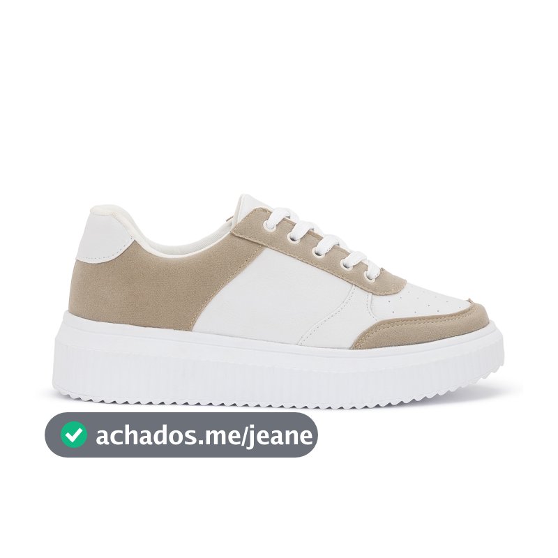 Tênis Casual Feminino Branco Confortável Sola Alta e Leve com Cadarço Macerata Ref:1024