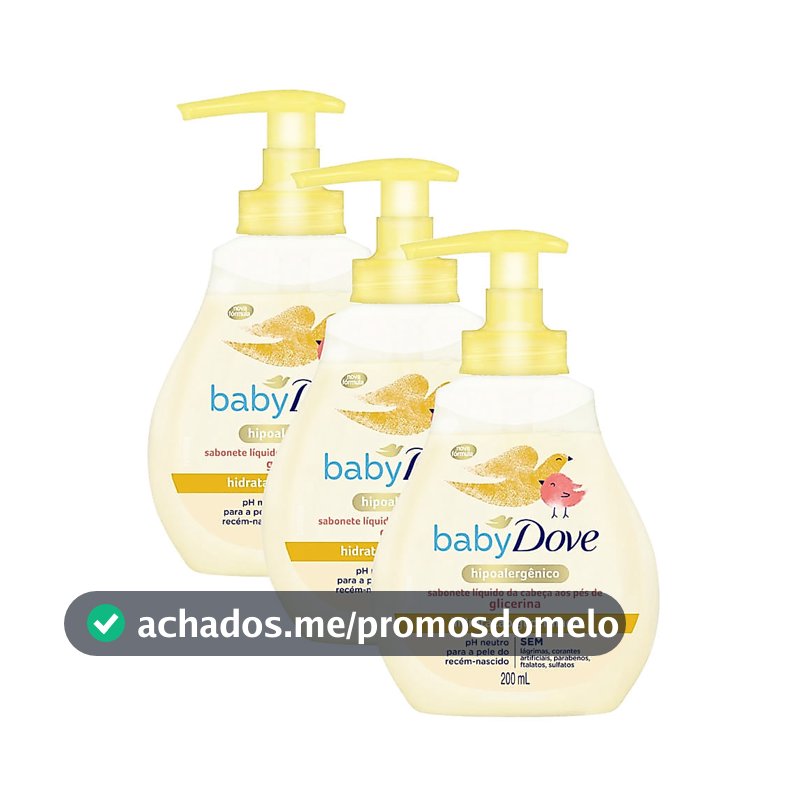 Kit 3 Sabonete Líquido Dove Baby Hidratação Glicerinada da Cabeça aos Pés 200ml