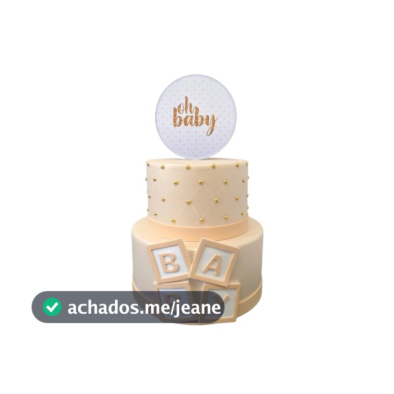 Bolo Fake Chá de Bebê Bege - Chá de Bebê, chá revelação