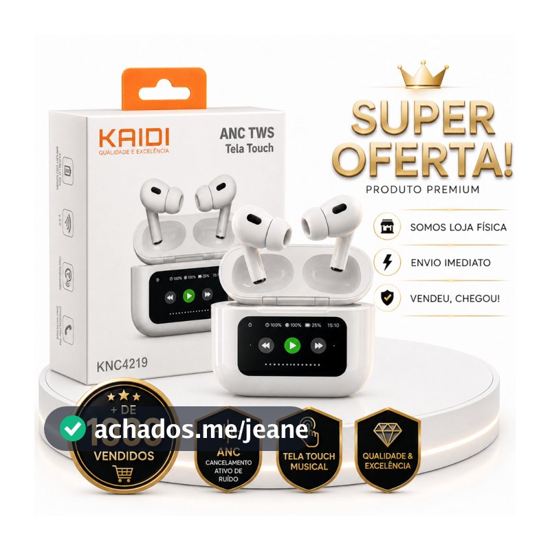 Fone Sem Fio Bluetooth Original Kaidi KD-4219 TWS Bluetooth 5.3 com Cancelamento De Ruído Microfone e Estojo de Recarga