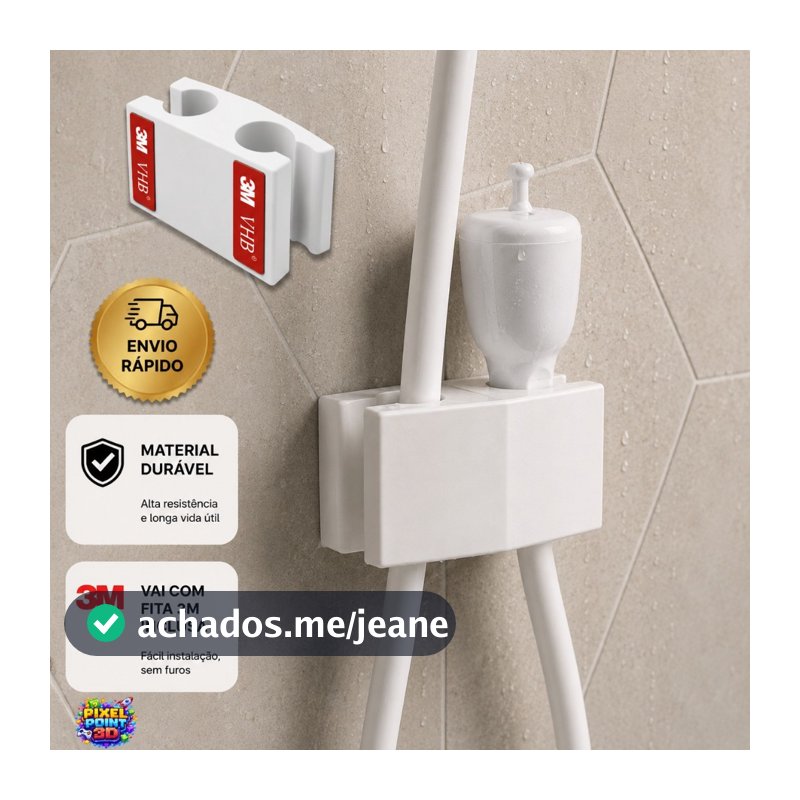 Suporte Encaixe Duplo Mangueirinha Chuveirinho Ducha Banheiro Adesivo Banheiro Fita Dupla Face 3m Universal