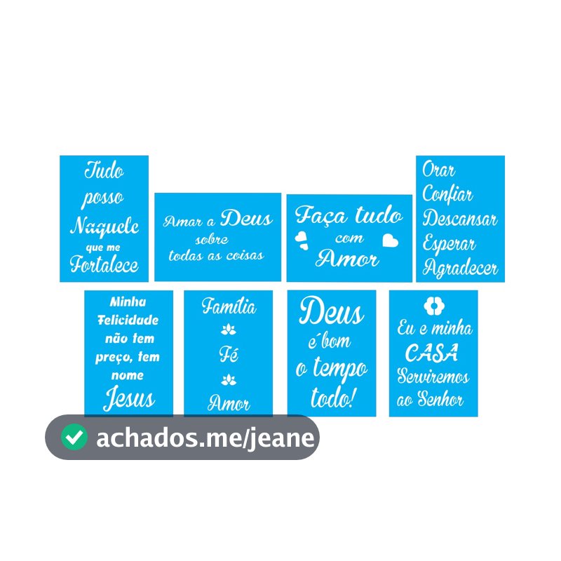 Estêncil 8 Peças para Pintura Frases - Tamanho 20x14 cm - Molde Vazado