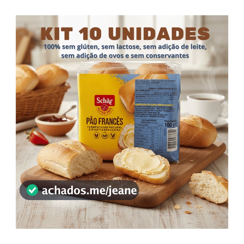 Kit 10 Pão Francês Schar Sem Glúten Sem Lactose para Celíacos Pré-Assado 100g
