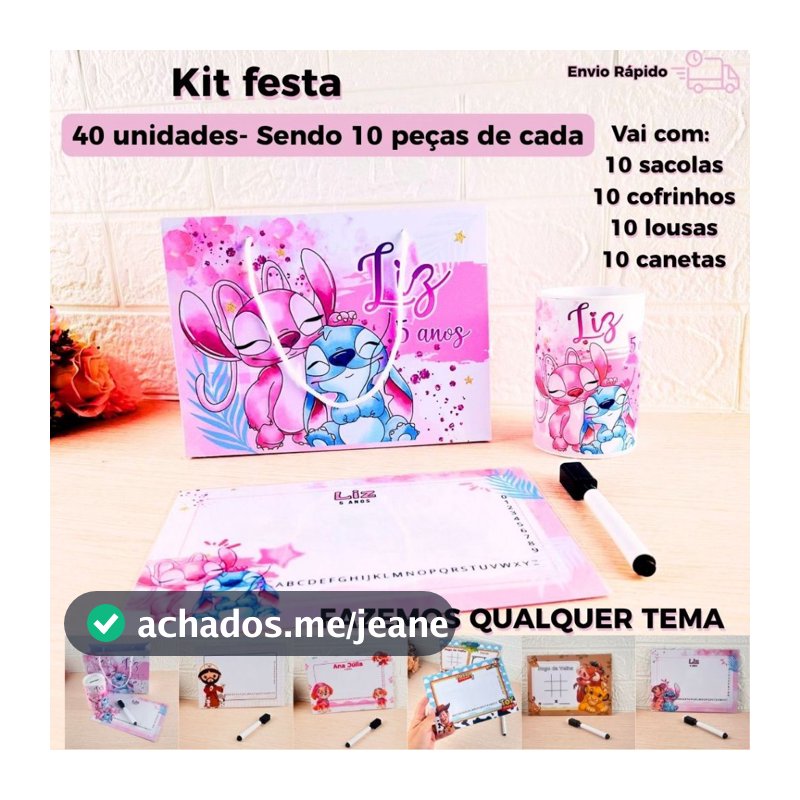 Kit Festa Infantil Personalizado Lembrancinha Completa Com Sacolinha Cofrinho E Lousa