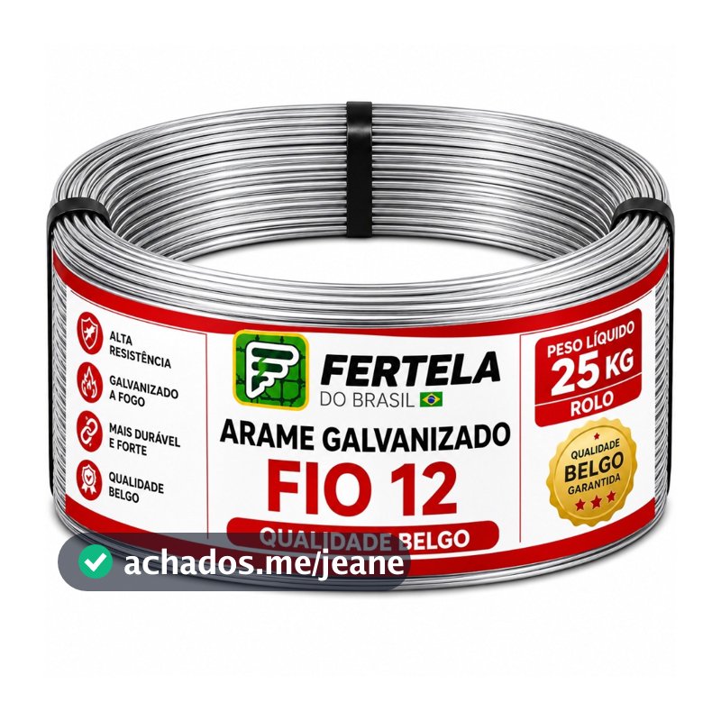 Arame Liso 25kg Zincado Fio 12 500 Metro Resistência Para Cerca Rural Fazenda Chácara Galvanizado