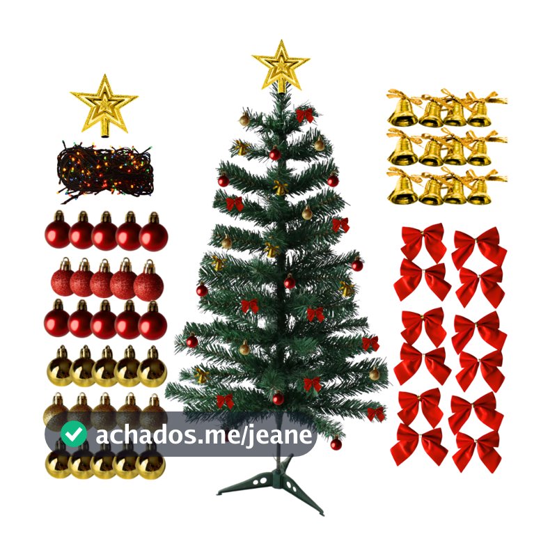 Árvore Natal 120 Cm Verde Grande Com Enfeites Variados Decorada