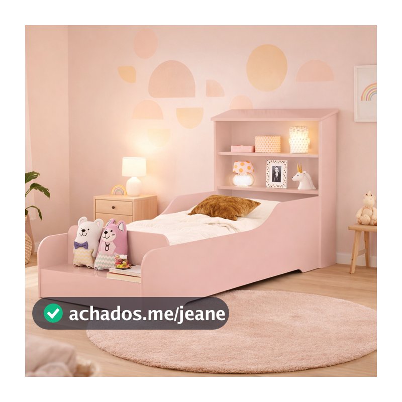 Mini Cama Casinha Infantil Liz Com Proteção Prateleiras De MDF + Colchão D18