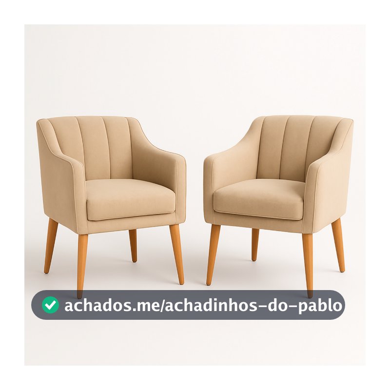 Kit com 2 Cadeiras Poltrona para Sala Moderna e Confortável Mila Suede