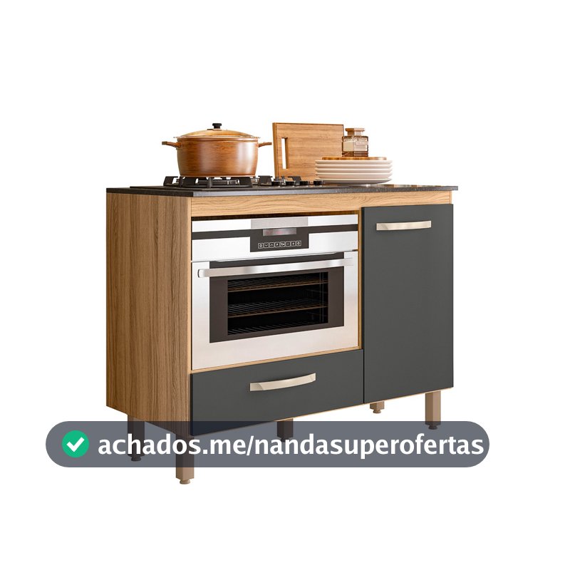 Balcão Cooktop 4 ou 5 Bocas e Forno Fit com Porta e Gaveta