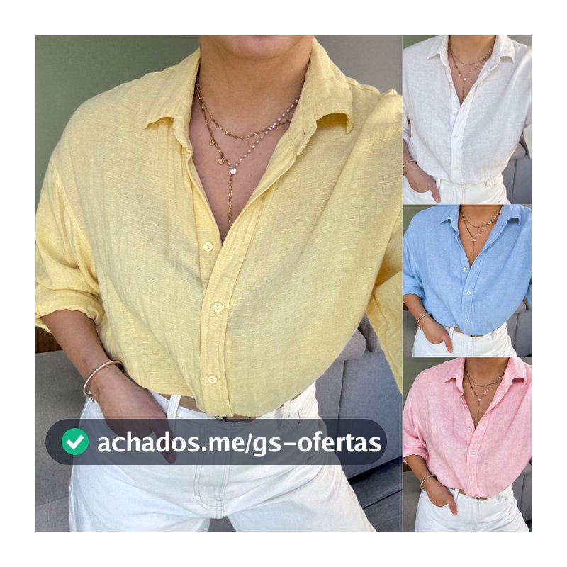 Camisa Social Alfaiataria Feminina de Linho verao 2026 Elegante Algodao
