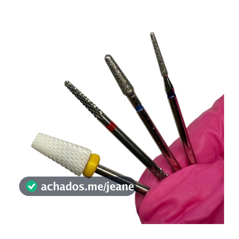 Kit 4 Brocas Cerâmica Tungstênio Diamantada Profissional Unha Gel Porcelana Nail Art