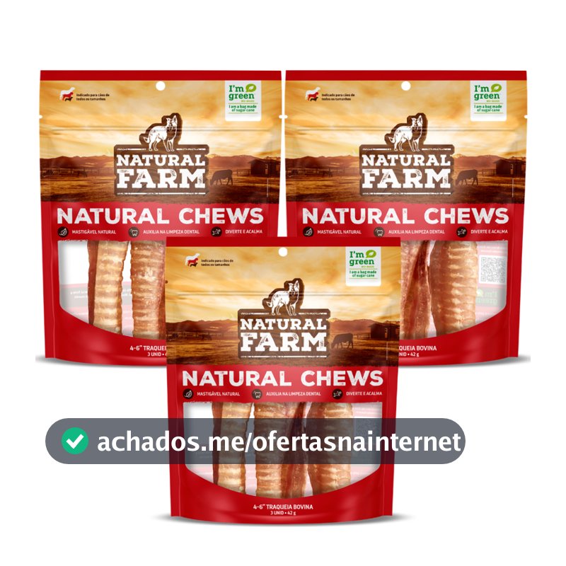 Petisco Natural para Cachorro Traqueia Bovina 3 a 9un | Mordedor Natural Anti Tártaro
