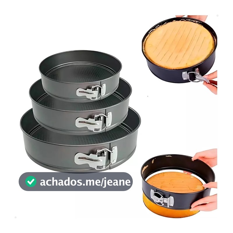 Jogo 3 Peças Forma de Bolo Torta com Fundo Removivel Redonda Lorben