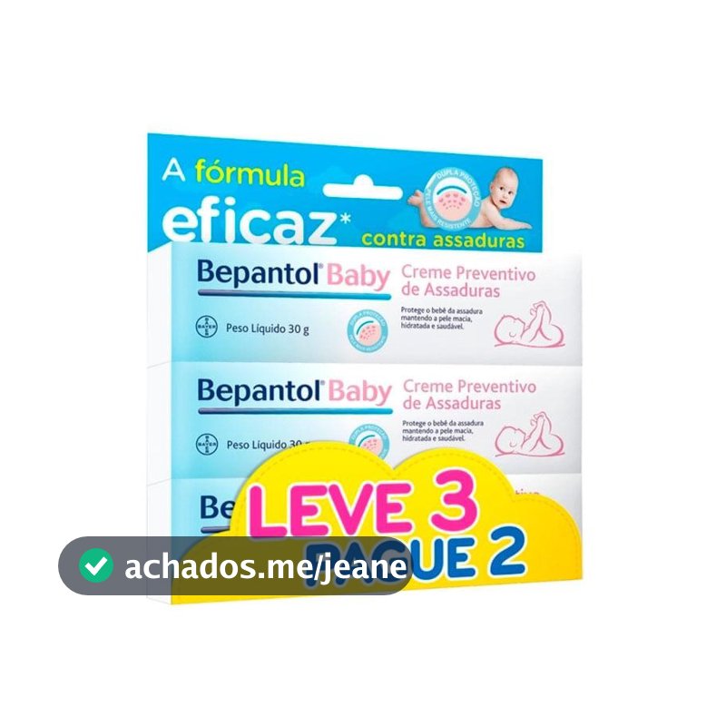Kit Creme Preventivo de Assaduras Para Bebês Bepantol Baby 3 Unidades 30g
