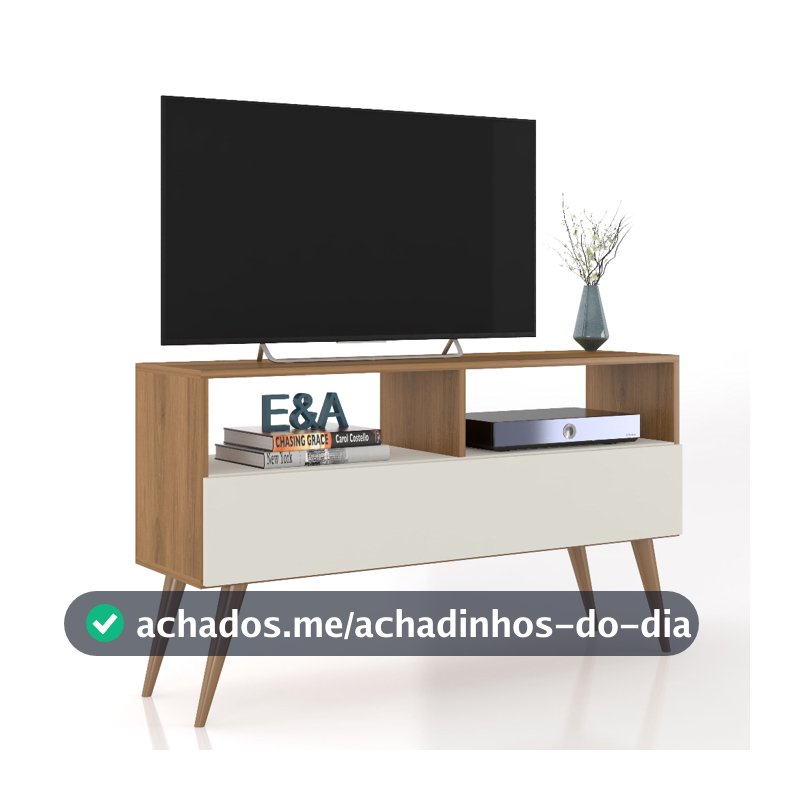 Rack Bancada E&A Tv 43 Pol. Sala Com Pes Retro 1 Gaveteiro - Cor
