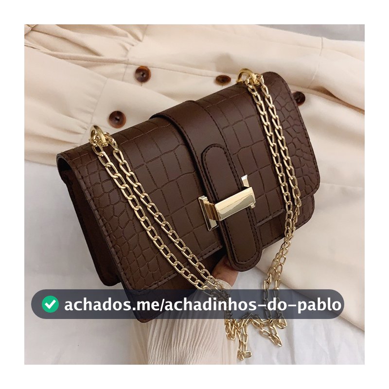 Modelo 9033, bolsa feminina de ombro em PU com corrente, estilo fashion e com textura de pedra.