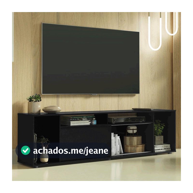 Rack para TV até 65 Polegadas Madesa 7008 com 5 Nichos e 1 Porta Preto PO