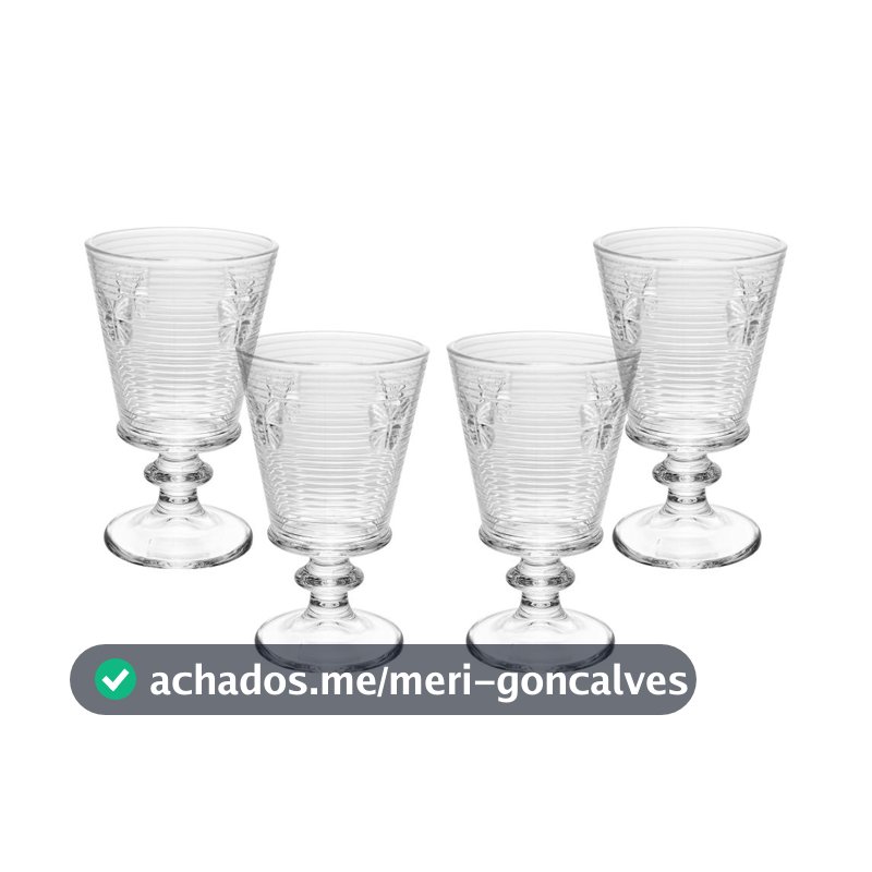 4 Taças de Água Wolff Lines Butterfly 350ml Vidro