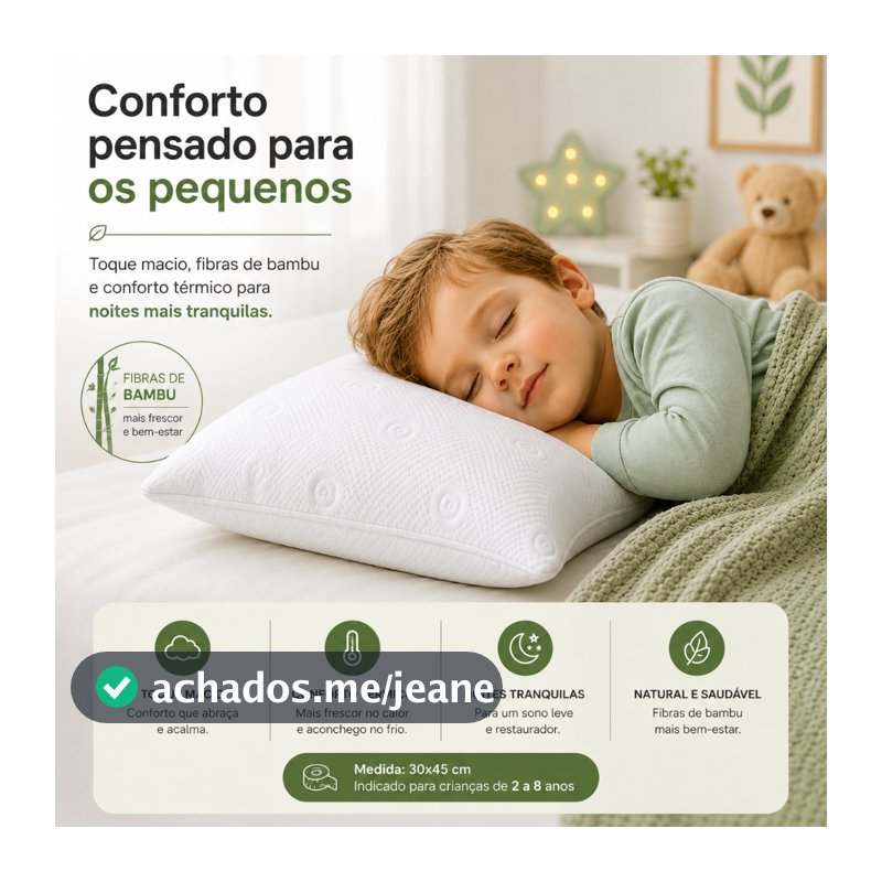Travesseiro Infantil Antialérgico e antiácaros 30x45 Lavável á maquina de 2 á 8 Anos