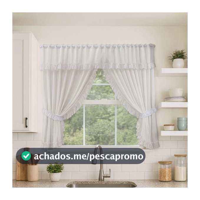 Cortina de Cozinha com Babadinhos  para Varão