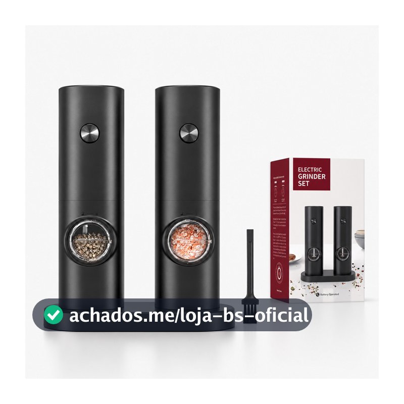 Kit 2 Moedores Elétricos Premium Para Sal e Pimenta Com Recipiente Transparente e LED