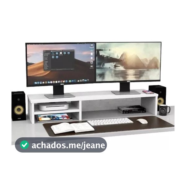 Base Dois Monitores Mesa Dupla Suporte Para Computador Notebook MDF