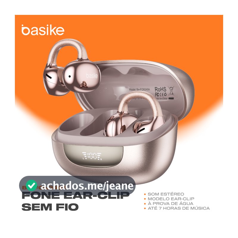 BASIKE Fone TWS Sem Fio Bluetooth Baixo Grave Microfone Controle Touch para Esporte e Uso Diário