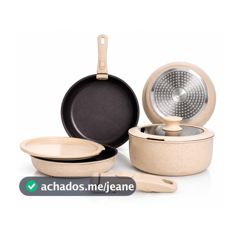 Conjunto Panelas Cerâmica Indução Forno Cabo Removível 7 Pcs
