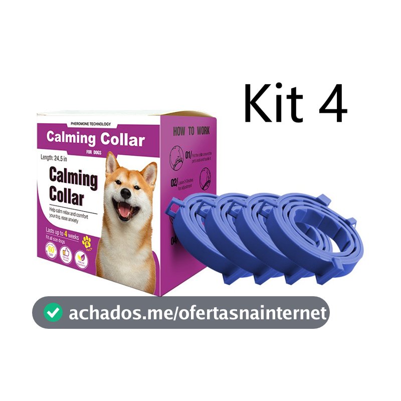 Kit 4 Coleira Pet Feromônio – Anti-Estresse para Cachorro e Gato - Ajustável e À Prova D'Água para Pets