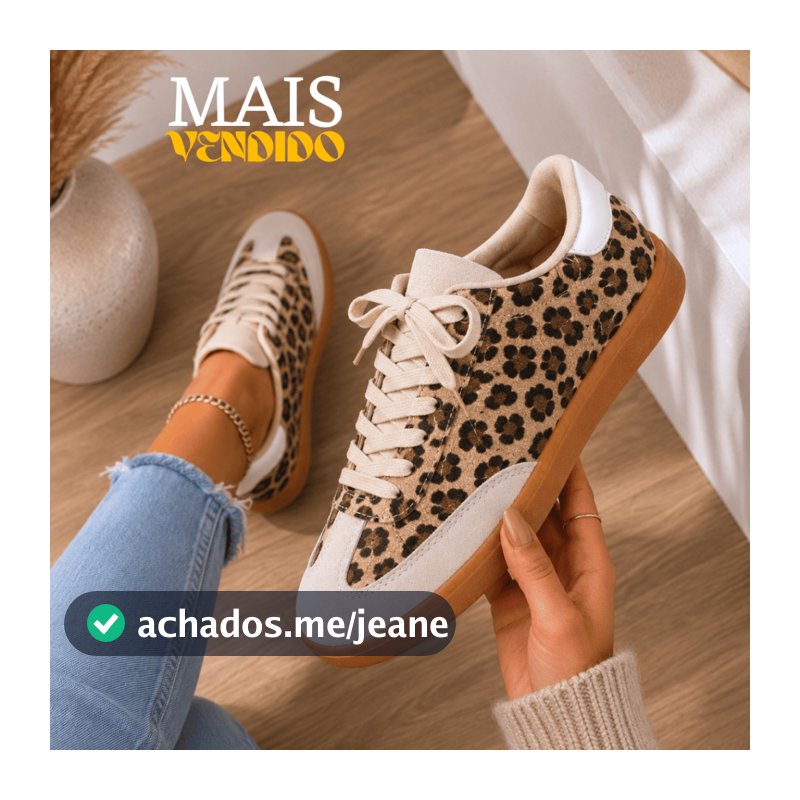 Tenis Feminino Estilo Sapatenis 34 ao 39 Palha Animal Print Oncinha Classico Conforto