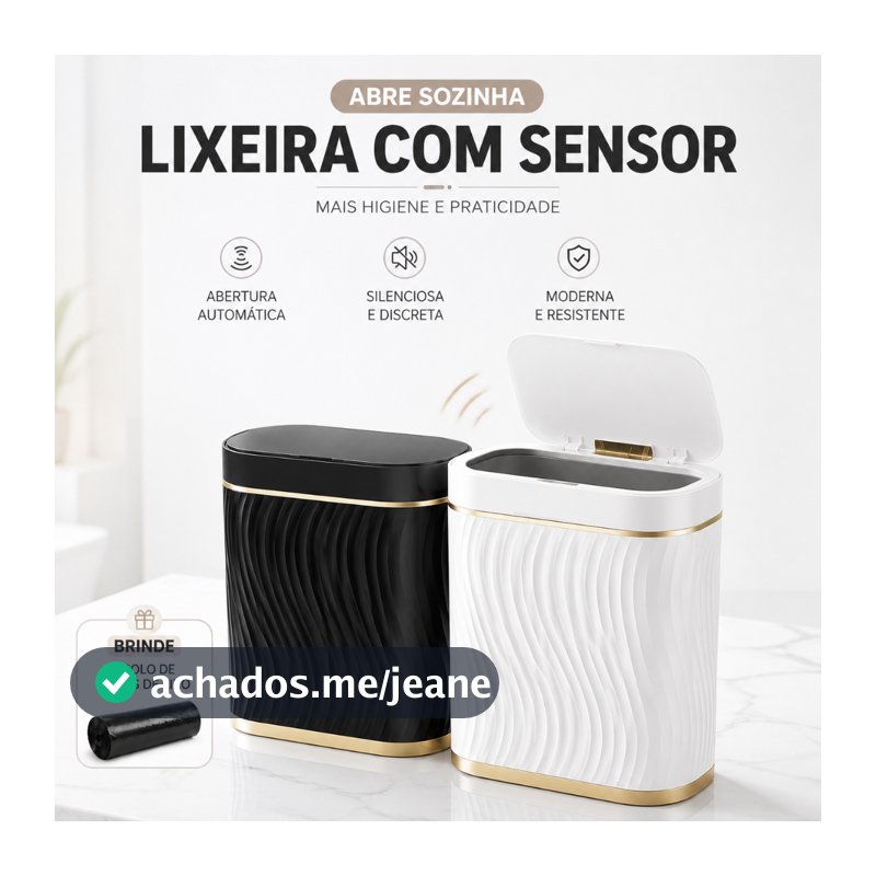 LIXEIRA AUTOMATICA SENSOR INTELIGENTE DOURADA 8L BANHEIRO MODERNO ESCRITORIO PIA DA COZINHA LUXO