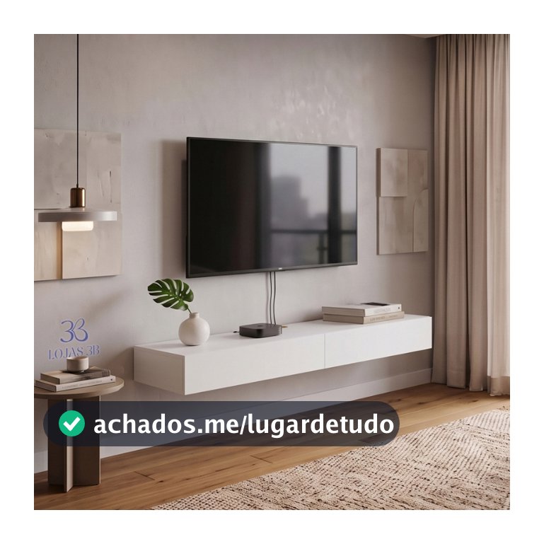 Aparador de Sala Hall Suspenso 2 Portas 110cm MDF/MDP Paris Off White