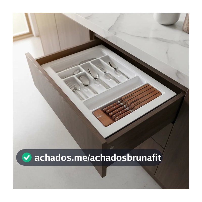 Divisor Talher Organizador Og-148 Faqueiro Reforçado Cozinha Cinza Metalizado