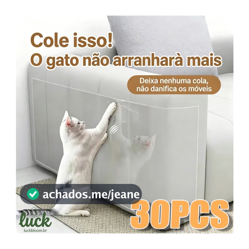 Kit 30 Peças Protetor Sofá Gato Transparente Anti Arranhões Adesivo Flexível para Cantos - Película Proteção Móveis