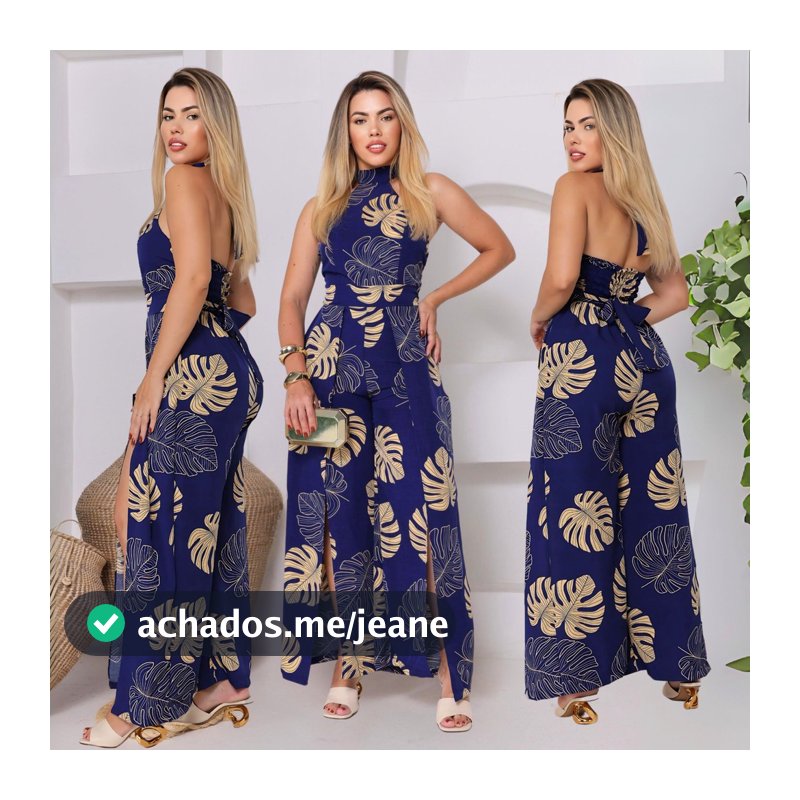 Macacão longo feminina estampado costa lastex verão ele oferece conforto e estilo
