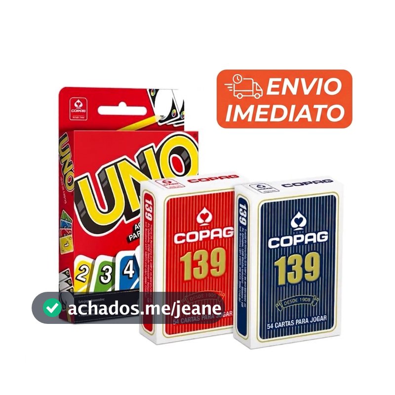 Jogo Uno e 2 Baralhos Copag Vermelho Azul 108 e 54 Cartas Truco Poker Familia Diversão