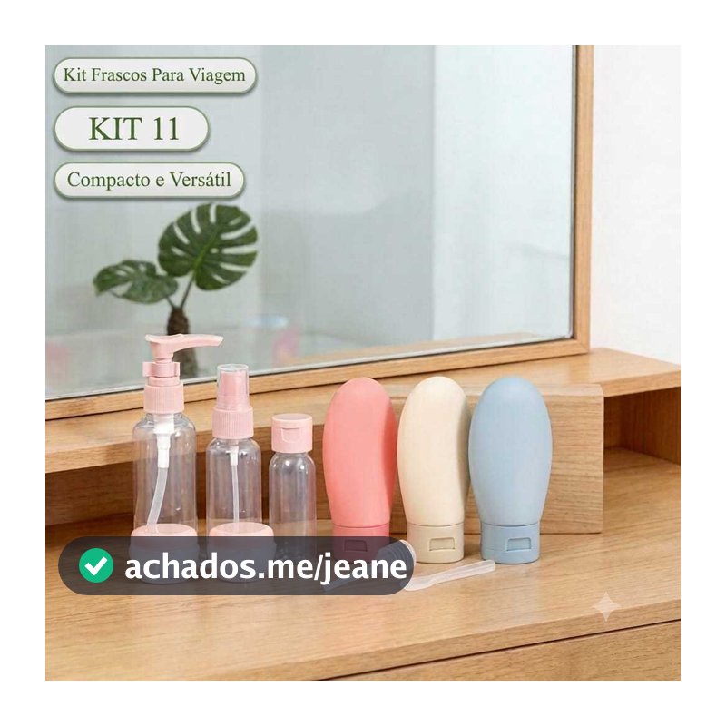 Kit 11 Frascos Porta Shampoo/ Cremes/ Plastico Para Viagem