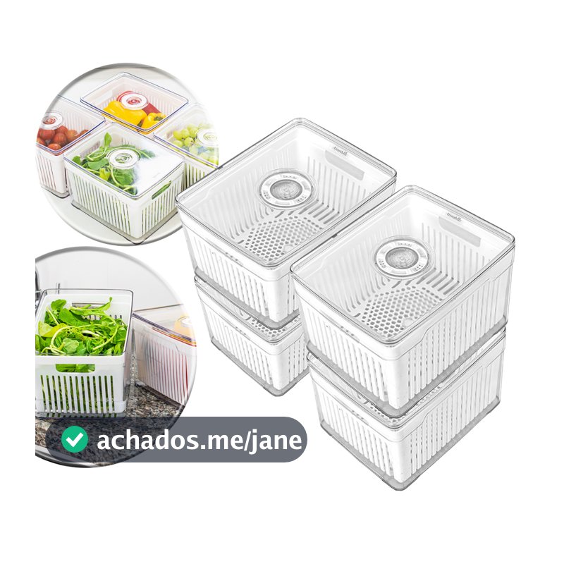 Organizador Geladeira 3,8 Litros Multiuso Acrílico Cozinha Conserva Legumes Verduras Frutas Promoção