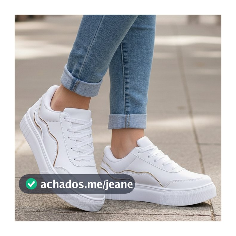 Tenis Casual Branco Plataforma Estiloso Elegante Dia a Dia Academia Tenis Confortavel Acolchoado