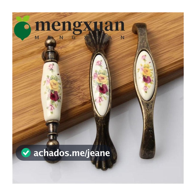 MENGXUAN1 Maçaneta De Puxar Armário , Cerâmica Européia Flower , Porta De Bronze Antigo Puxador Durável De